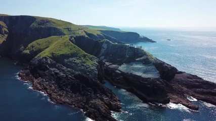 Wall Mural - Aerial view of Bridge to Mizen Head lighthouse in southern Ireland