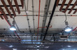 power line in running conduit tube on ceiling, galvanized steel conduit and piping