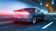 © temp-64GTX - Modern Electric car rides through tunnel with warm yellow light 3d rendering