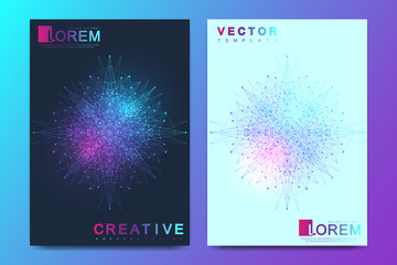 Poster - Modern vector template for brochure, leaflet, flyer, cover, banner, catalog, magazine, or annual report in A4 size. Futuristic science and technology design. Presentation with mandala. Lines plexus