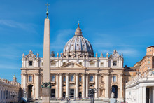 St. Peter's Basilica On St. Peter's Square In Vatican, Rome, Italy