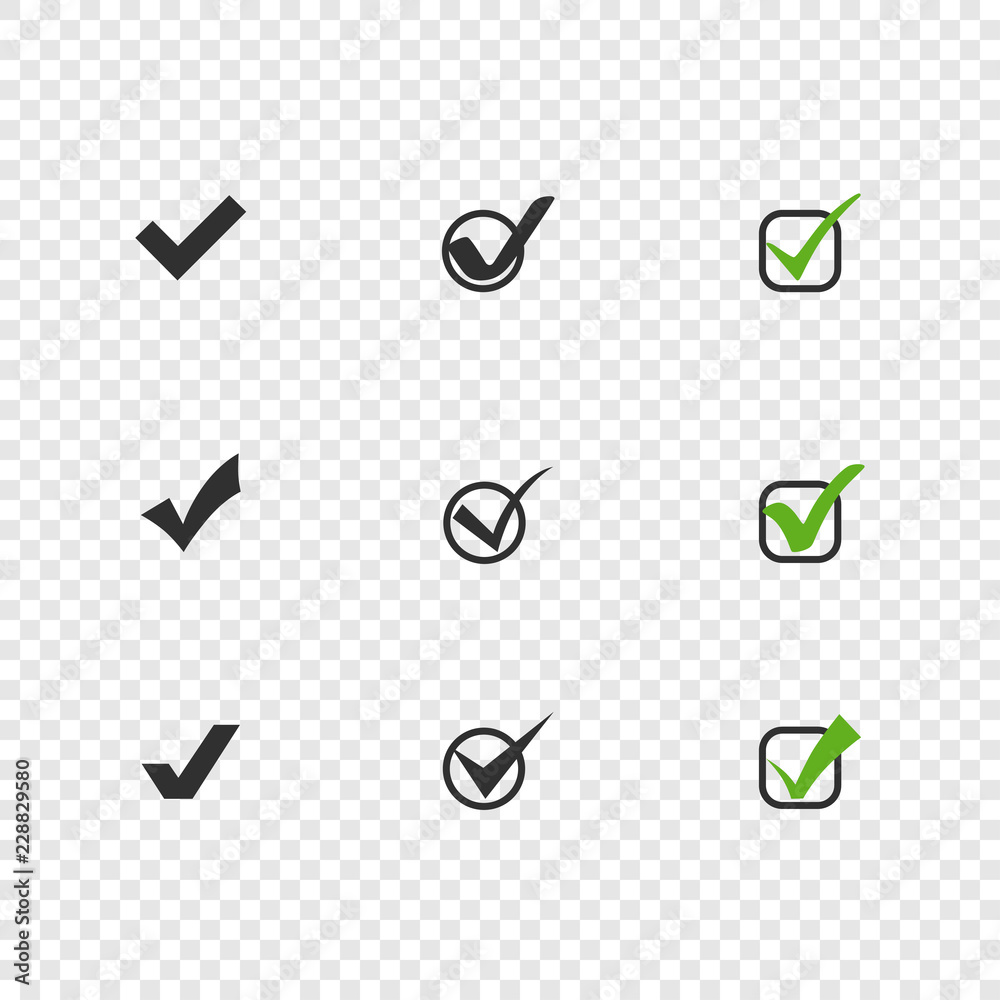 Check mark icons. Black and green check mark icons. Stock Vector ...