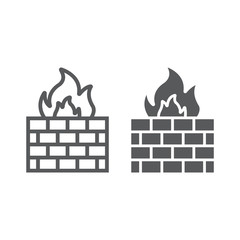 Poster - Firewall line and glyph icon, fire and security, wall sign, vector graphics, a linear pattern on a white background.