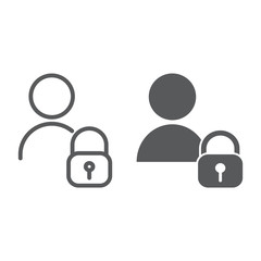Poster - User unlocked line and glyph icon, privacy and safety, profile sign, vector graphics, a linear pattern on a white background.