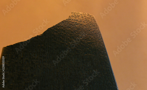 Fotomural Close up hieroglyphs on stone in the Louvre in Paris, France