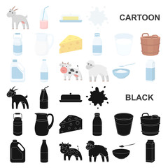 Wall Mural - Milk product cartoon icons in set collection for design.Milk and food vector symbol stock web illustration.