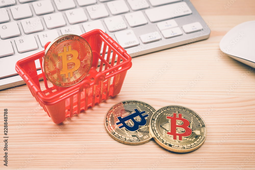 Bitcoin accepted here in online shopping or e-commerce concept. Shop in some country to accept cryptocurrencies as payment for goods and services. Bitcoin wallet for sending and receiving any payment.