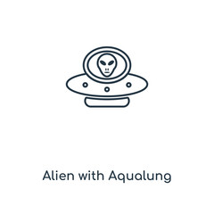 Poster - alien with aqualung icon vector