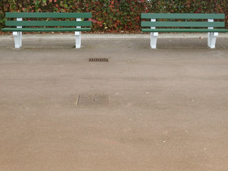 Park benches in park Autumn