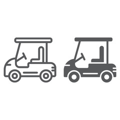 Poster - Golf car line and glyph icon, automobile and sport, cart sign, vector graphics, a linear pattern on a white background.
