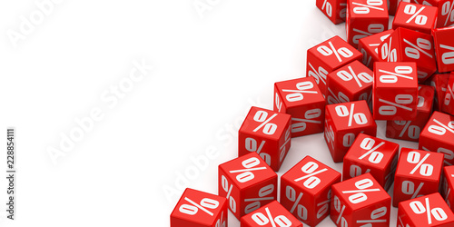 Cuadros en Lienzo Red cubes with percent on a white background