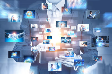 Poster - Many business pictures interface, businessman
