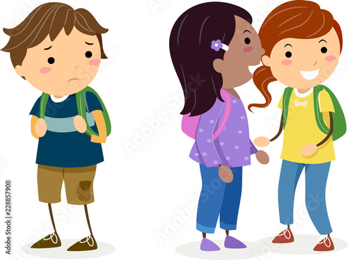 Stickman Kids Gossiping Illustration