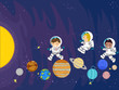 Stickman Kids Space Planet Play Illustration