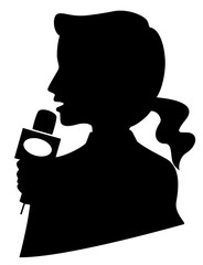 Sticker - Silhouette Girl Media Interview Illustration