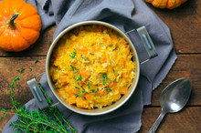 Pumpkin Risotto With Thyme And Parmesan, Italian Cuisine