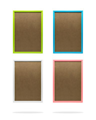 Poster - Blank colorful photo frame template set on isolated background with clipping path. Simple plastic border for your design.