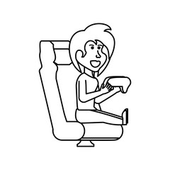 Sticker - girl sitting playing video game