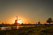 Kinderdijk windmills at sunset 
