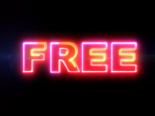 Wall Mural - free - colorful glowing outline text word on blue lens flare dark background