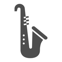 Poster - Saxophone glyph icon, musical and instrument, trumpet sign, vector graphics, a solid pattern on a white background.