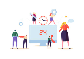 Wall Mural - technical support and customer help service concept. online assistant character professional operato