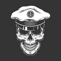 Canvas Print - Vintage sea captain skull