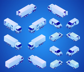 Postal Transport Isometric Vector Icons Set