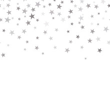 Falling Silver Stars Confetti. Vector Background