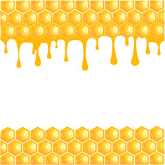 Poster - Honeycomb background with flowing honey – stock vector