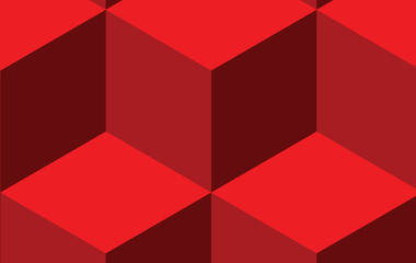 PrintRed cube pattern Background in three red color tones.