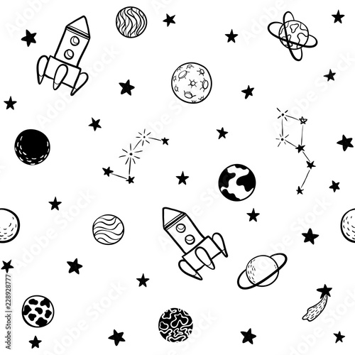 Tapety Kosmos dziecinny-wzor-recznie-rysowane-elementy
