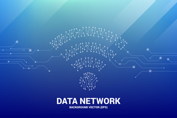 Vector dot connect line circuit board style mobile data icon. Concept for data transfer of mobile and wi-fi data network.