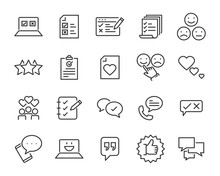 Set Of Feedback Line Icons, Such As, Question, Review, Test, App