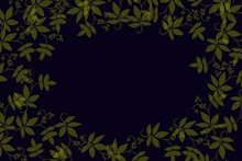 Dark Background Soft Overlay Leaf Edge, Textile Burnout Effect With Original Leaf Designs