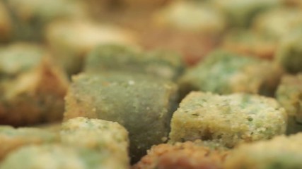Poster - Bread crumbs background macro view, rotation 360 degrees.