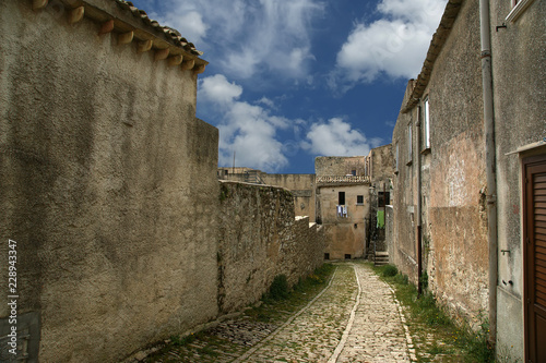 Fotografie, Obraz Ancient streets in old italian style. Erice, Sicily, Italy