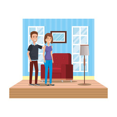 Canvas Print - couple in livingroom place scene