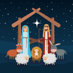 holy family with animals manger characters