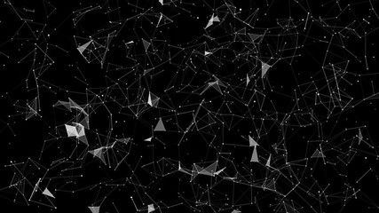 Poster - Futuristic Network.Field of interacting particles. Seamless loop.