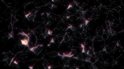 Poster - Interaction field. Depth of field. Magical glow. Seamless loop.Futuristic Network.