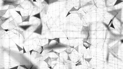 Poster - Frozen rotating structure. Broken matrix. Depth of field. Seamless loop.Futuristic Network.