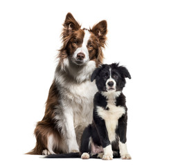  Puppy border collie dog, Border Collie, in front of white backgr