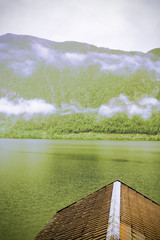 Canvas Print -  Rain on the Hallstattersee in Austria