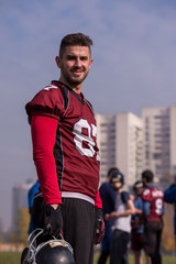 Wall Mural - portrait of A young American football player