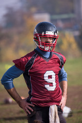 Wall Mural - portrait of A young American football player