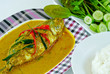 curry style thai food , chuchi mackerel on dish