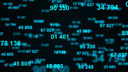 Aufkleber - Digital blue background. Information code. Binary computer code. 3d rendering