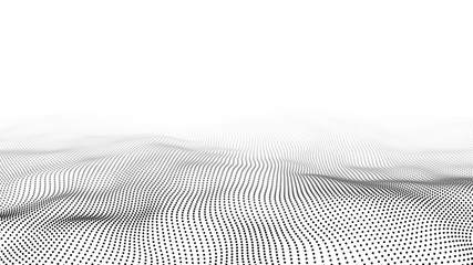 Fototapete - Wave of particles. Abstract background with a dynamic wave. Big data. 3d rendering.