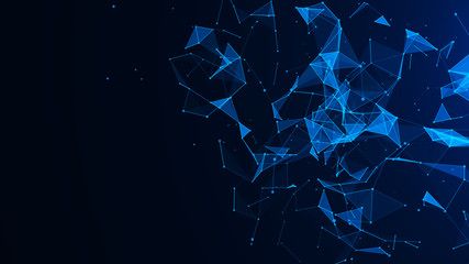 Aufkleber - Abstract digital blue background. Plexus effect. Network connection structure. Science background. 3D rendering.